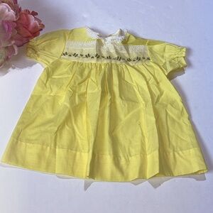 Vintage Baby Dress Yellow Baby Girl Dress 60s Baby Girl Dress Daisy Lace Dress